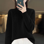Women's Semi-high Neck Versatile Loose Knit Sweater Thickened Base Layer