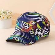 Navy Blue Baseball Cap with Football Print for Kids