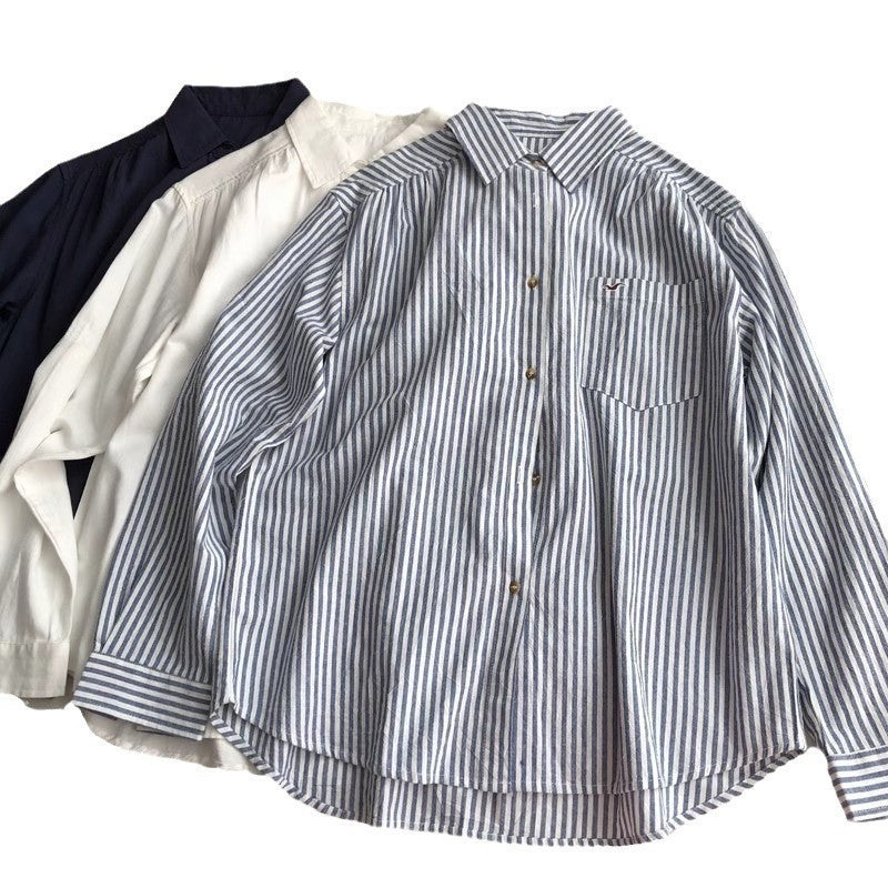 Women's Lapel Pocket Simple Fashion Embroidered Shirt