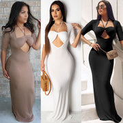 Lace-up Halter-neck Stretchy Sexy Evening Dress for Socialites and Nightclub Parties