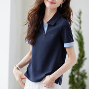 Faux Two-Piece Off-Shoulder Short-Sleeve T-Shirt – American Style