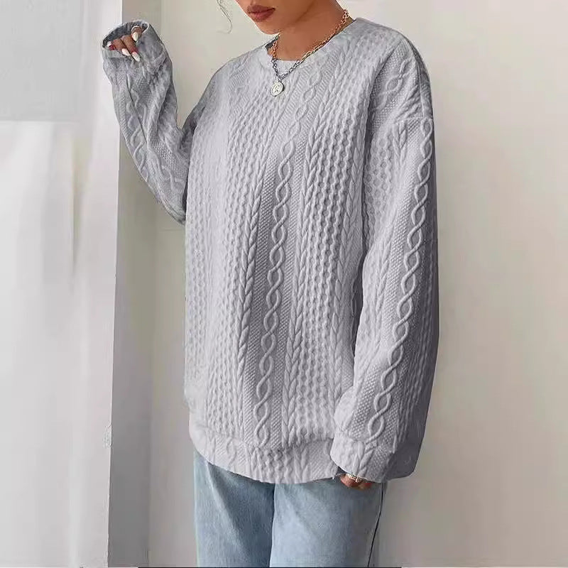 Women's Cozy Jacquard Round Neck Casual Sweater