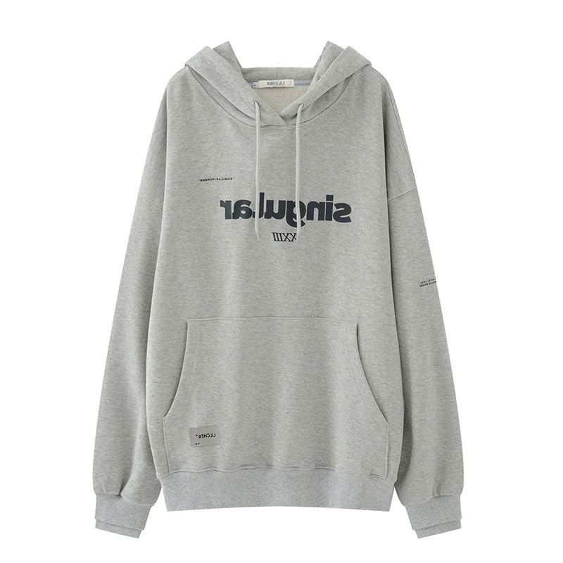 Cozy Loose Grey Hooded Sweatshirt for Women
