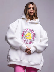 Cute Yellow Duck Print Oversized Cotton Hoodie