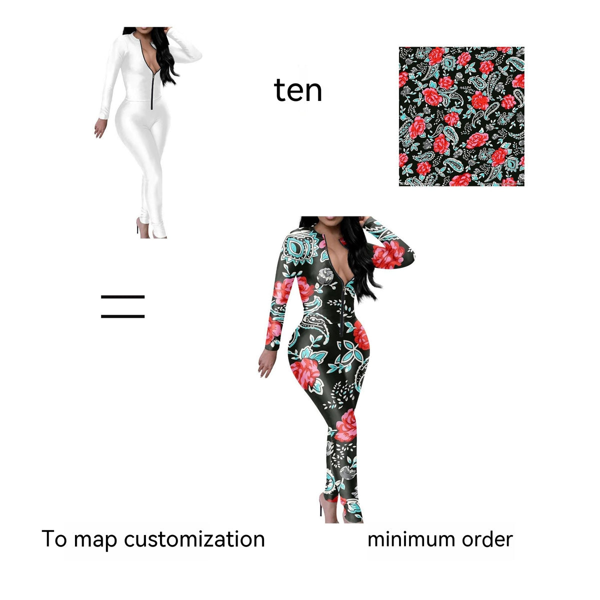 Women's Long Sleeve Zippered Bodycon Jumpsuit
