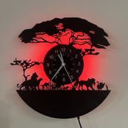 Vinyl LED Light Wall Clock, Home Decoration, Office Decoration, Hotel Decoration, Halloween Decoration, Christmas Gifts, Birthday Gifts, African Animal Theme Vinyl Wall Clock