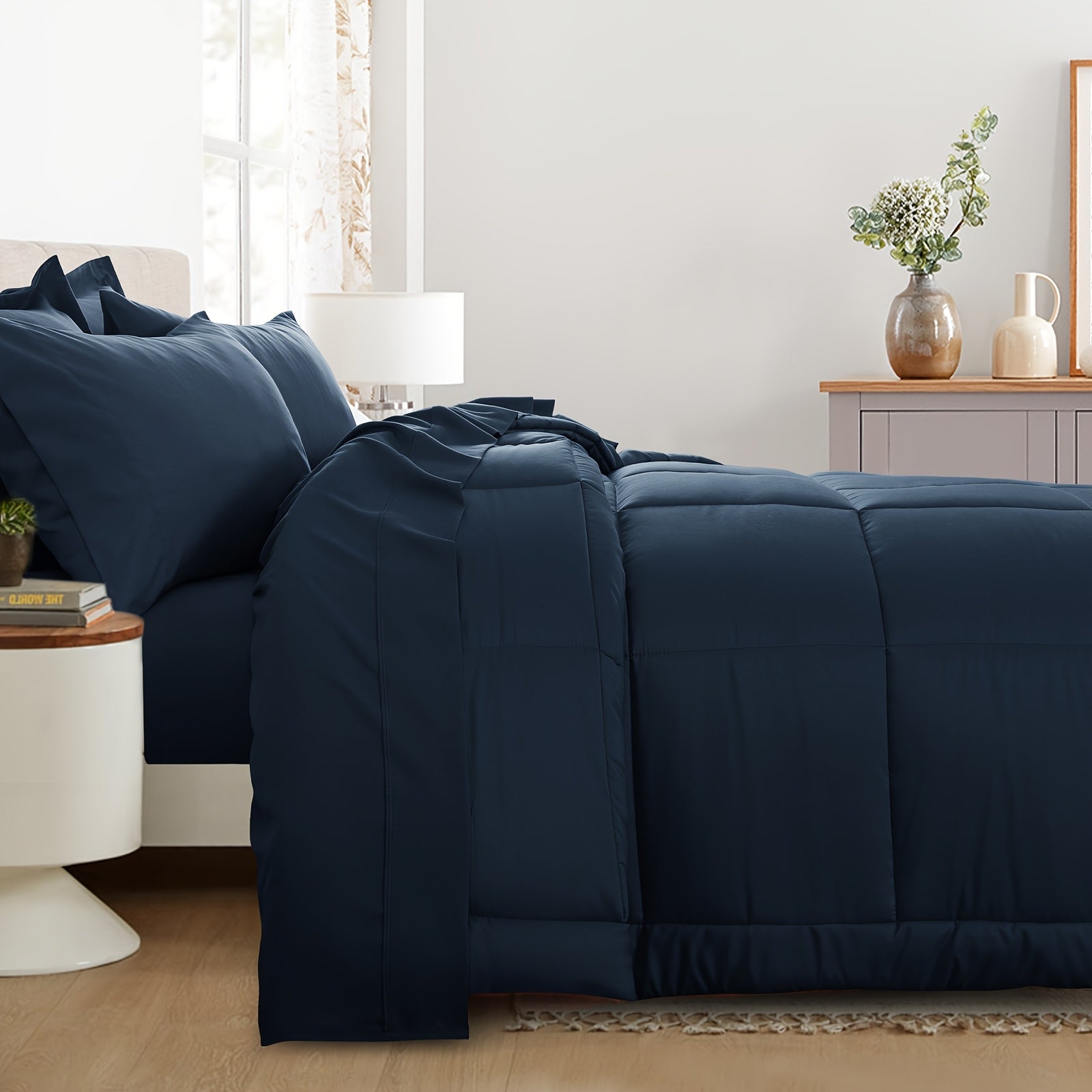 7pcs Ultra-Soft Bed In A Bag, Down Alternative Bedding Sets With All Season Quilted Comforter, Flat Sheet, Fitted Sheet, Pillowcases -Gifts For The Family And Friends