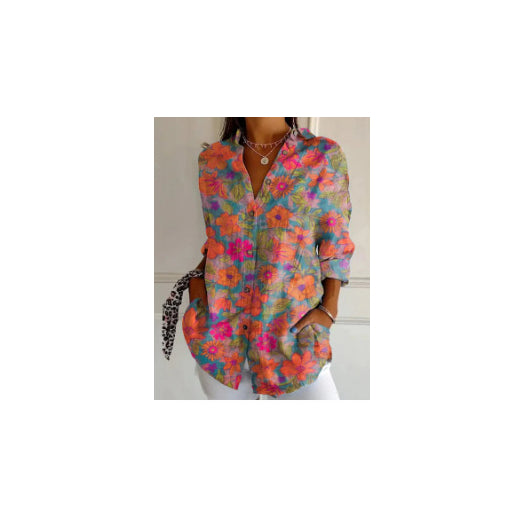Women's Vintage Floral Print Cardigan Blouse