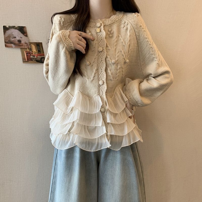Womens Springfall Plus-size Cardigan Sweater Slimming Tummy-blurring