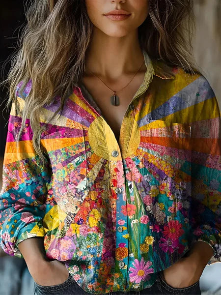 Women's Long-sleeved Printed Shirt