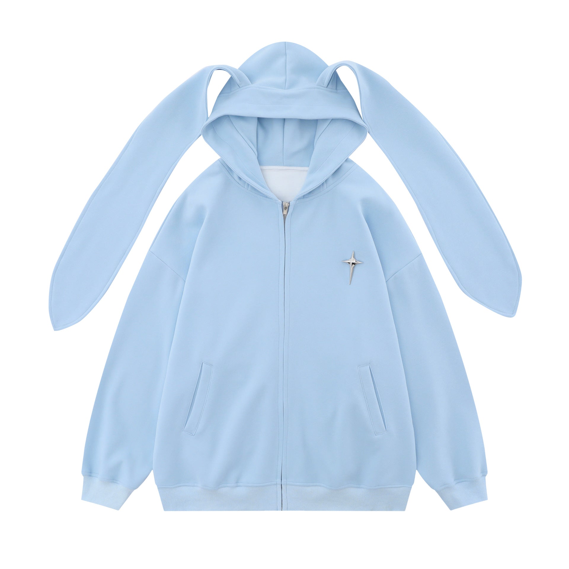 Cute Rabbit Ear Hooded Cotton Cardigan Dress
