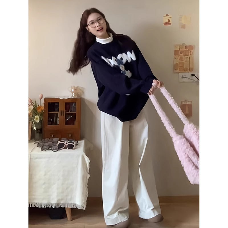 Laid-back Style Knit Base Sweater for Women