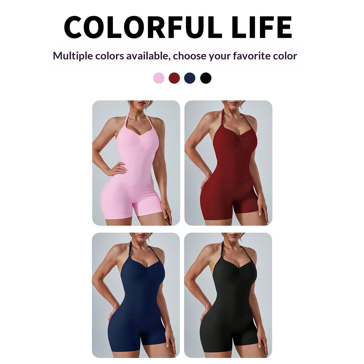 Seamless One-Piece Yoga Jumpsuit, Sexy Peach Butt Yoga Bodysuit, Quick-Dry Fitness Sports Backless Yoga Outfit