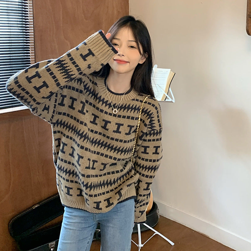 Women's Sweater Retro Lazy Style Trendy Anti-aging Slimming Temperament