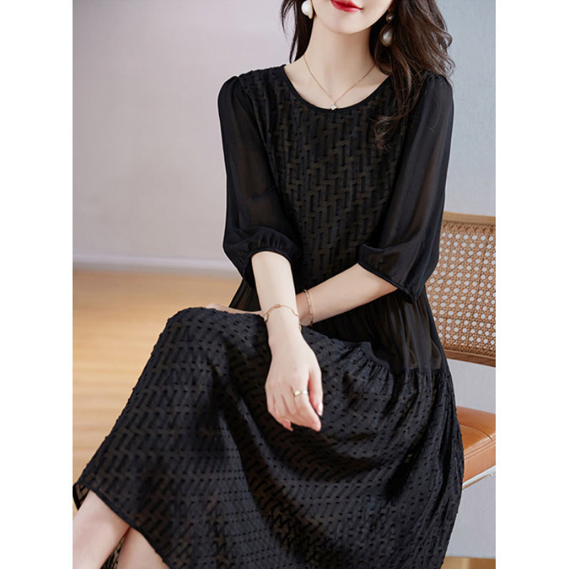 Elegant Silk Puff Sleeve A-Line Mini Dress