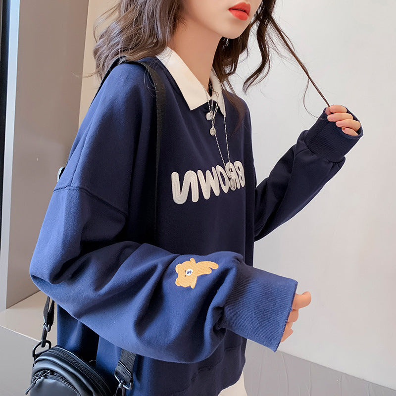 Cozy Bear Graphic Casual Pullover Hoodie for Women