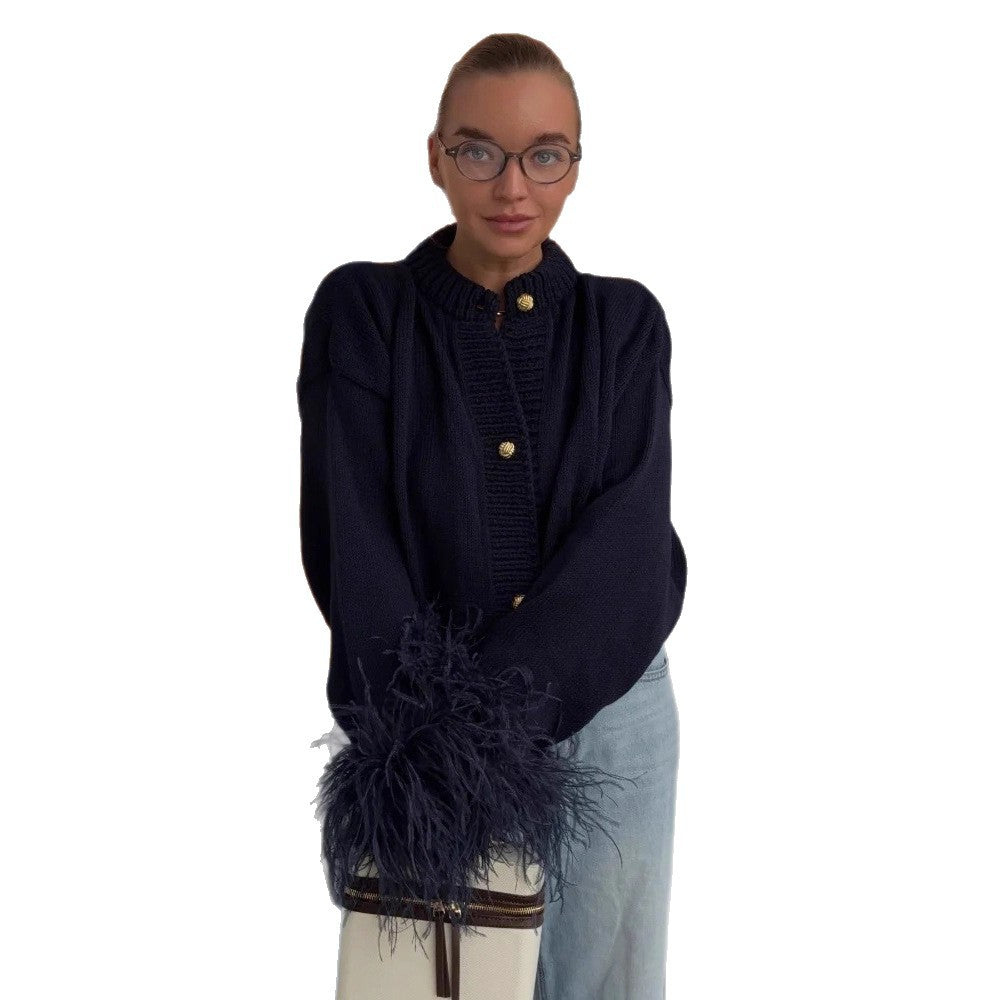 Streetstyle Personality Knitted Cardigan with Buttons Solidcolor Women's Outerwear Sweater