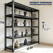 5‑Tier Heavy‑Duty Storage Shelving with Adjustable Shelf Spacing for Home and Office Display