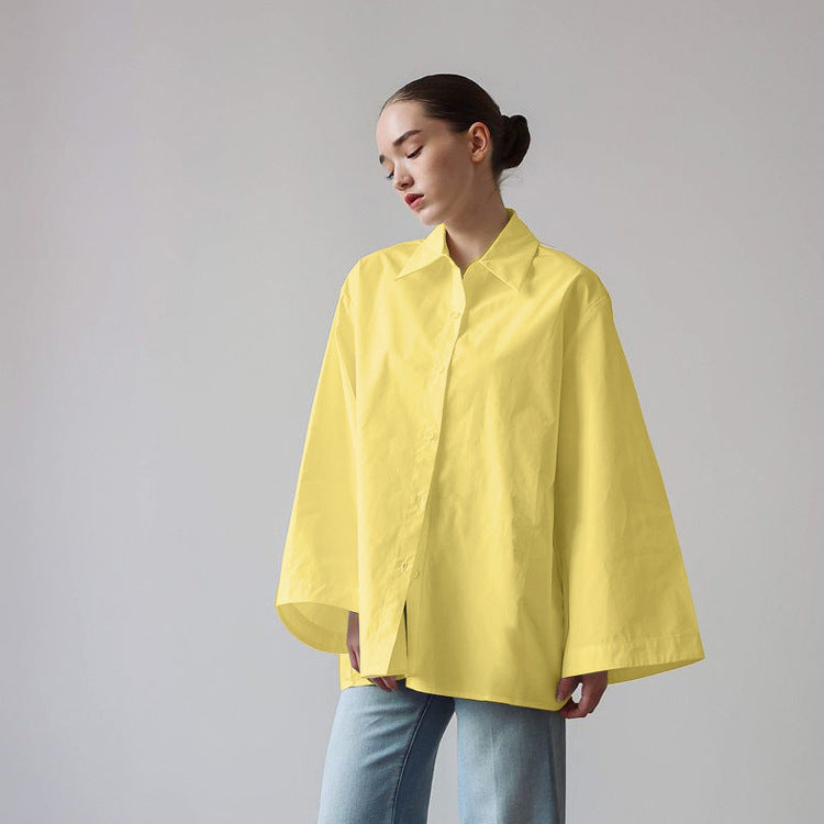 Comfortable Casual Style With A Turn-down Collar Loose Fit And Long Sleeves