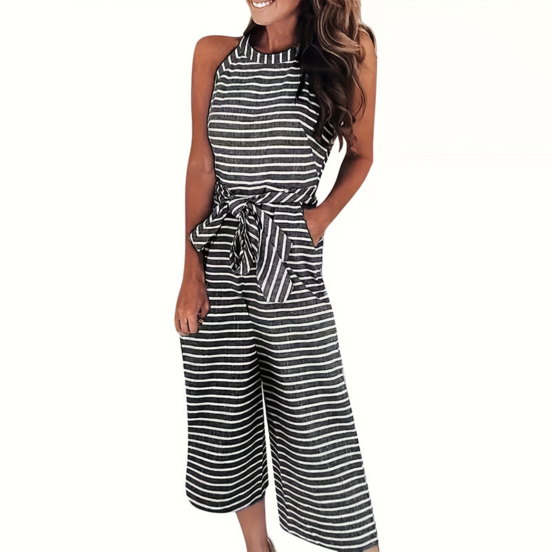 Women's Casual Striped Wide-Leg Jumpsuit Summer Romper