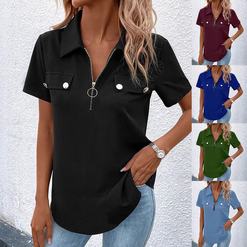 Soft Stretch Button‑Detail T‑Shirt – Women’s Casual Fit