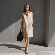 Elegant Woven V-neck Casual Dress for Women