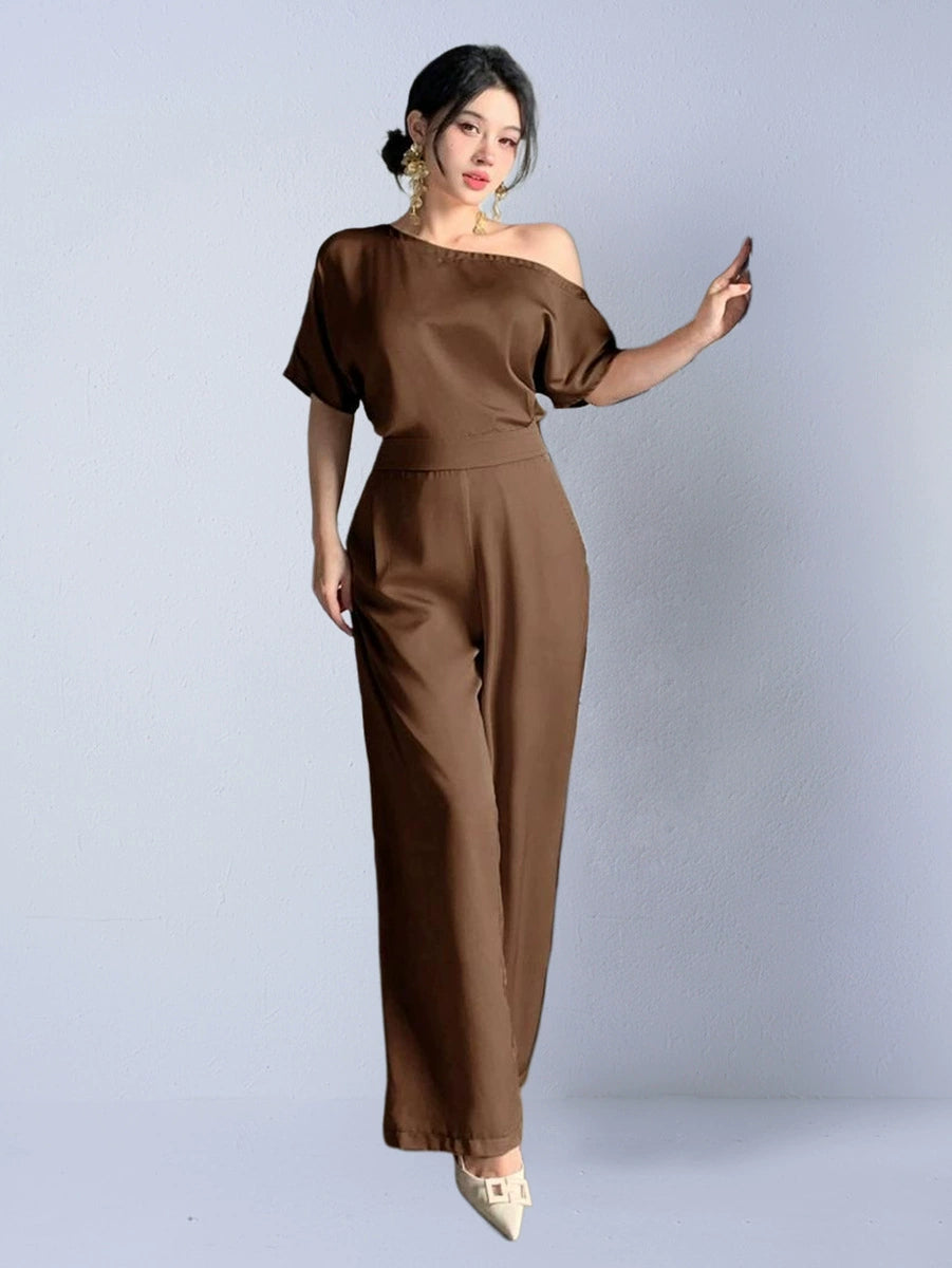 Silky Asymmetrical Elegant Women's Jumpsuit