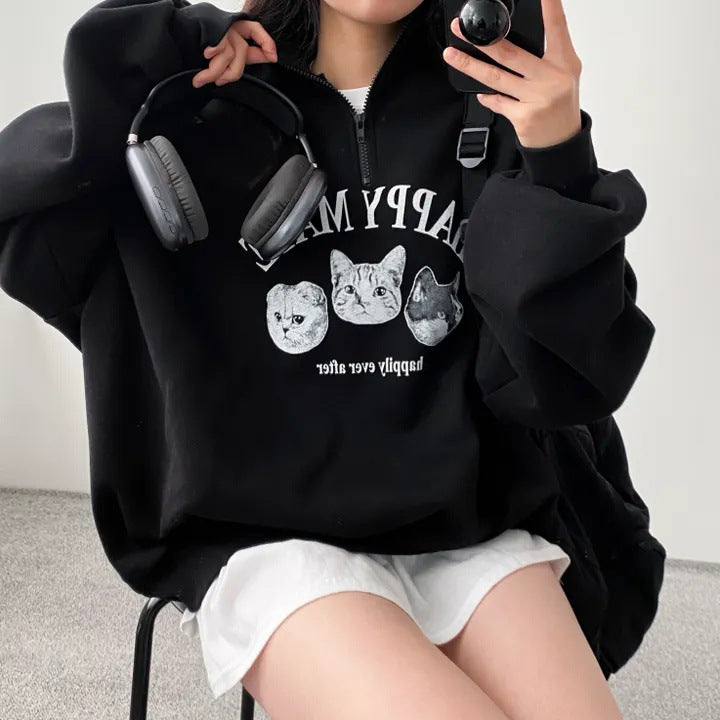 Plus Size Korean Style Pullover Hoodie