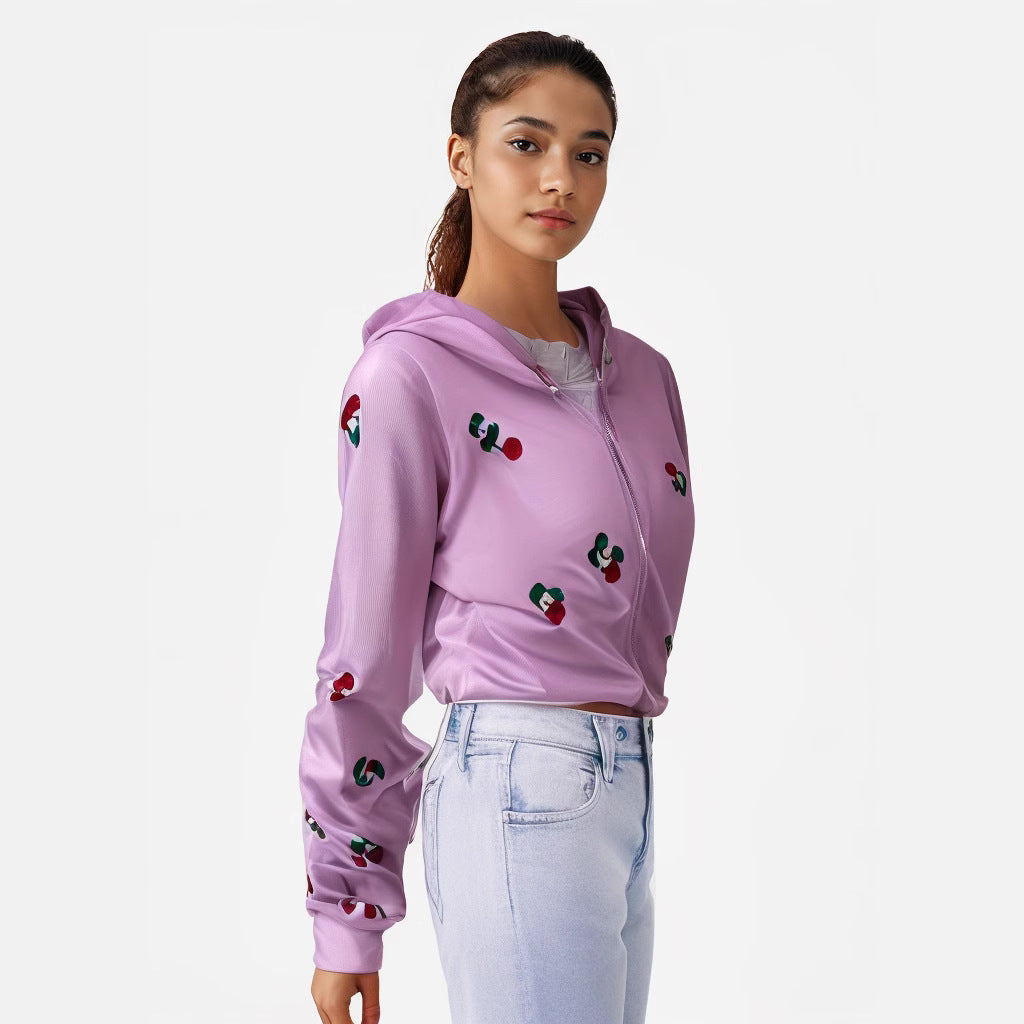 Cute Cherry Print Knit Cardigan Sweater Coat