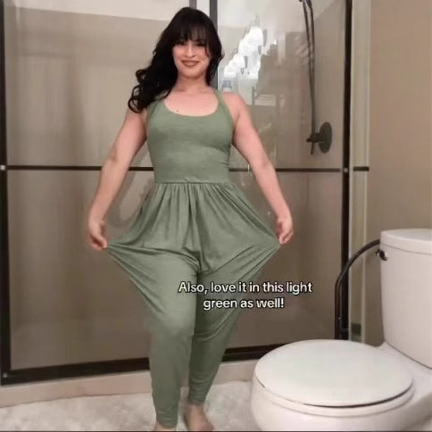 Sexy Lace-Up Sleeveless Hip-Lifting Jumpsuit