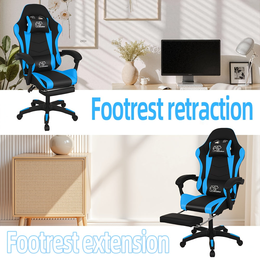 Ergonomic High‑Back Reclining Gaming and Office Chair with Headrest, Lumbar Support and Optional Footrest