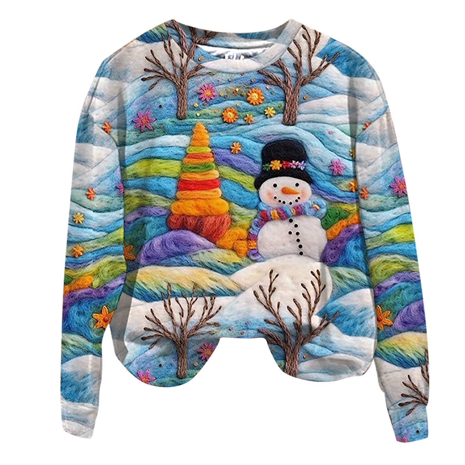 Festive Santa Claus Print Casual Holiday Sweater Top