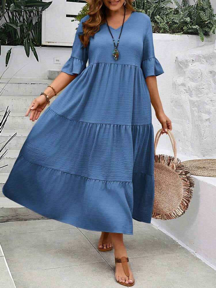New Arrival Women's V-neck Maxi Swing Dress, Multi Colors & Plus Sizes Available