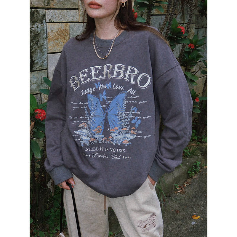 Retro Butterfly Embroidered Pullover Sweater