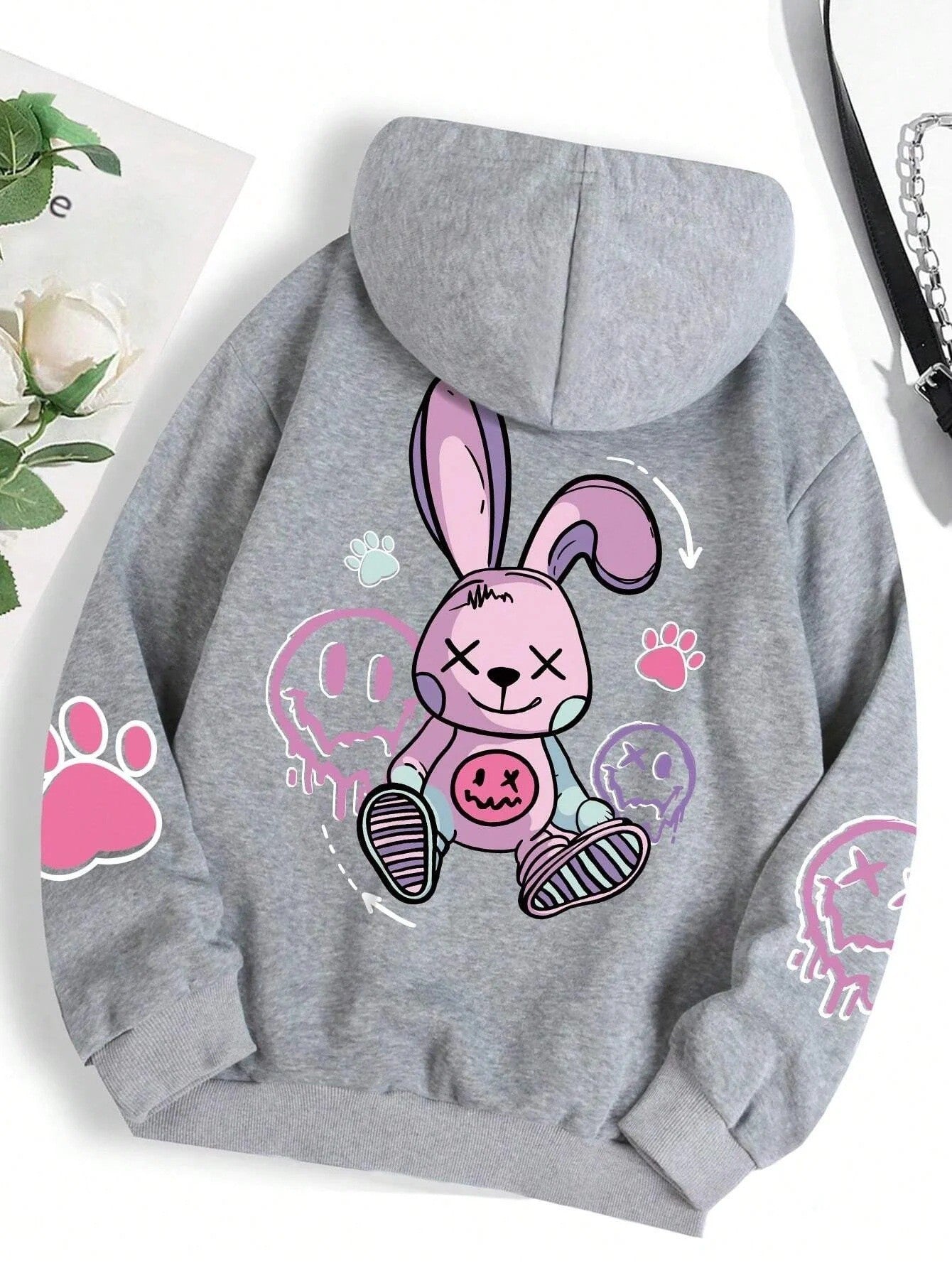 Casual Drop-Shoulder Printed Hoodie for Women