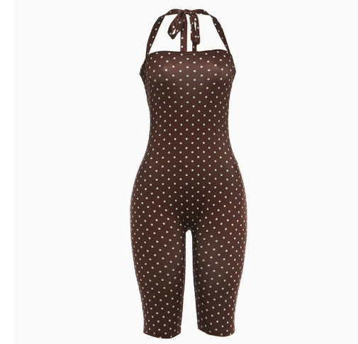 DA 2606103 Polka-Dot Print Halter Jumpsuit