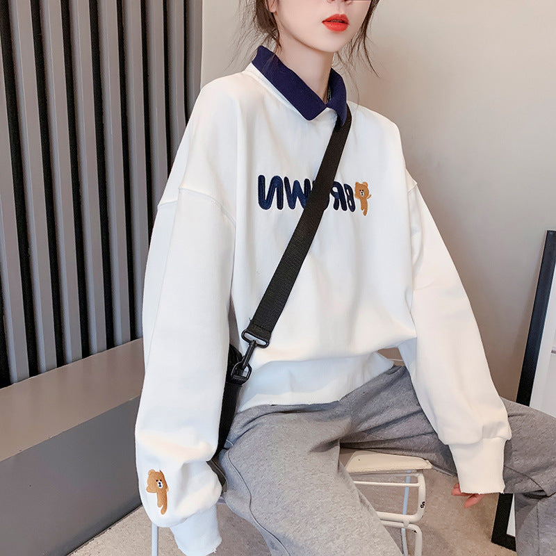 Cozy Bear Graphic Casual Pullover Hoodie for Women