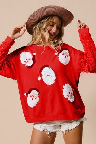Women's Festive Sequin Padded Christmas Sweatshirt