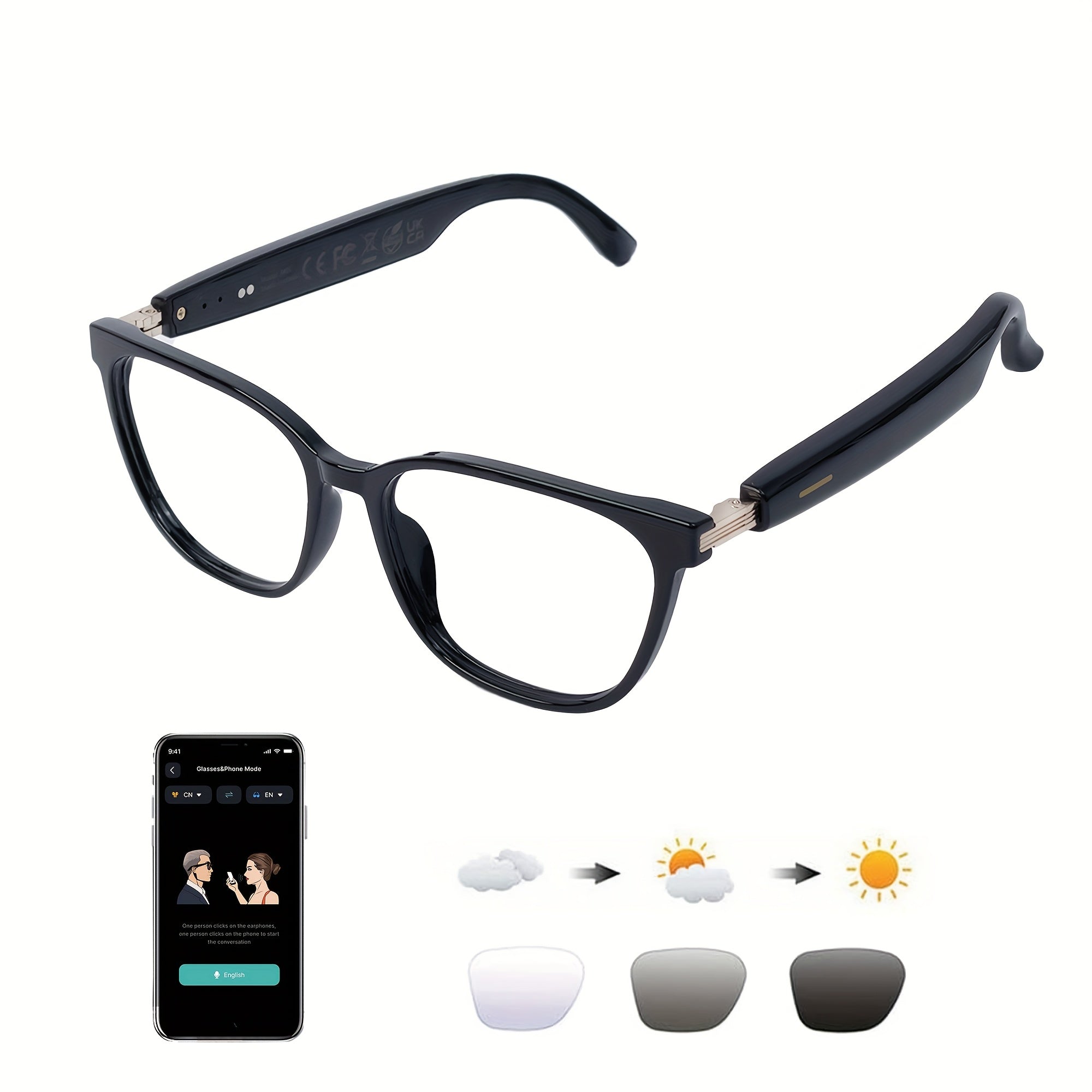 AI Smart Glasses, Smart Glasses with 160+ Languages Real Time Translation Support, Chat GPT System, OICIIDO New Multi-functional Audio Glasses for Men And Women, Built-in Microphone And Speaker...
