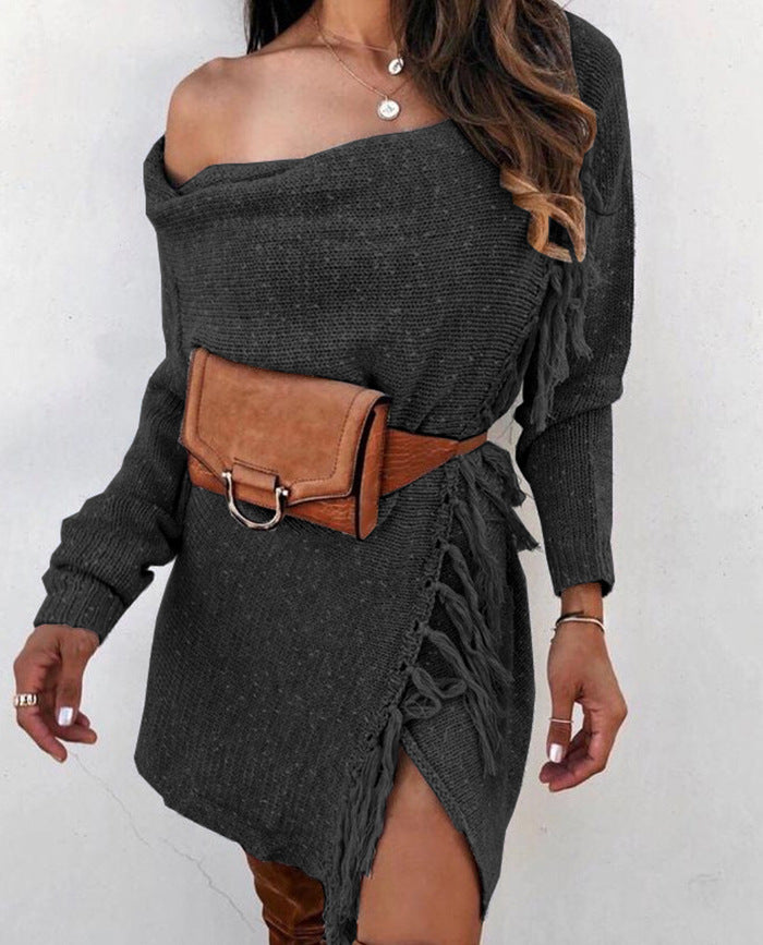 European and American Knitted Tassel Sweater Coat