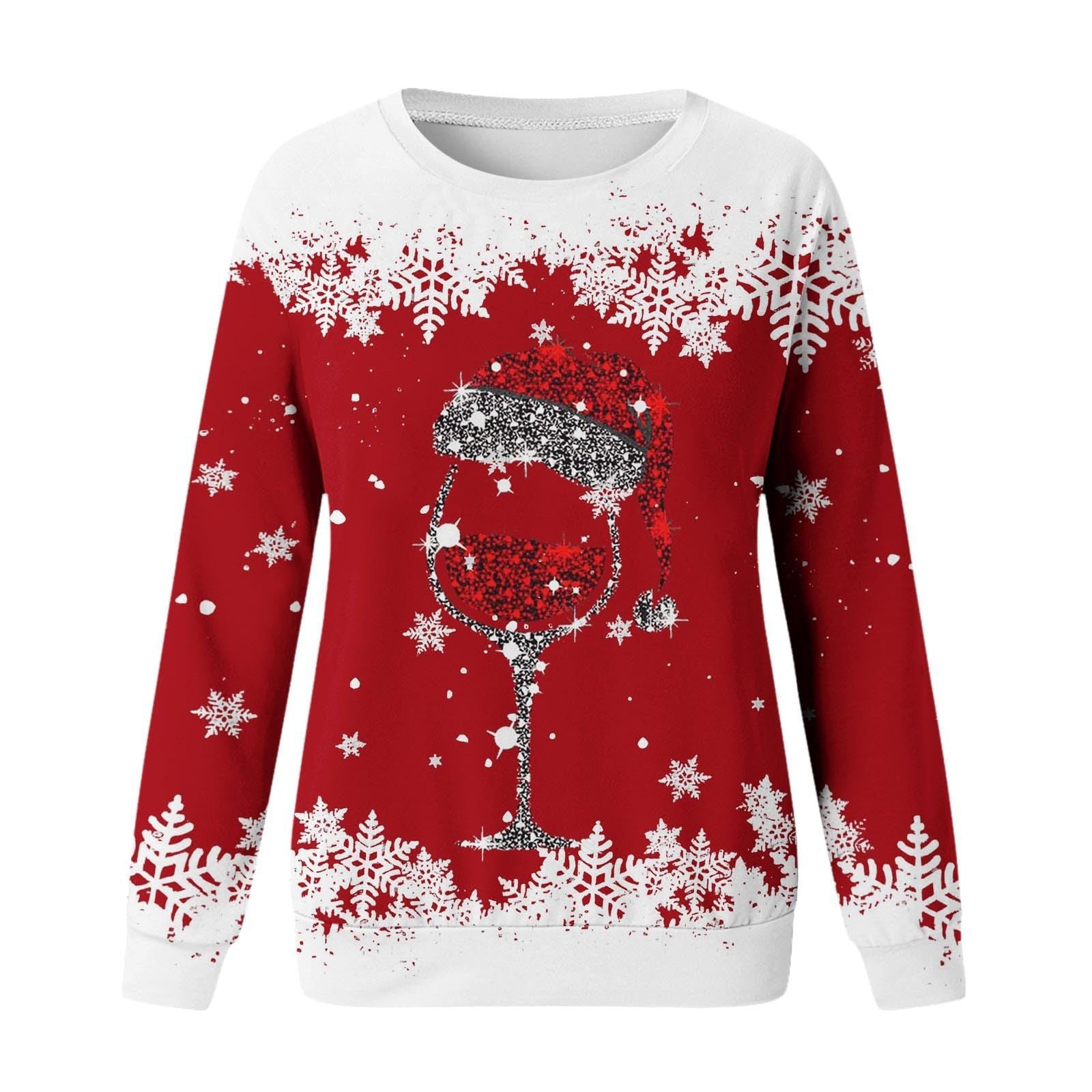 Festive 3D Print Christmas Women's Casual Crewneck Sweater