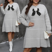 Womens Striped Color-block Bow Dress