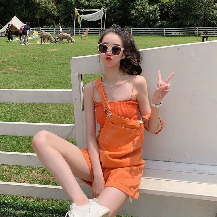 Denim High-Waist Overalls Slimming Casual Jumpsuit