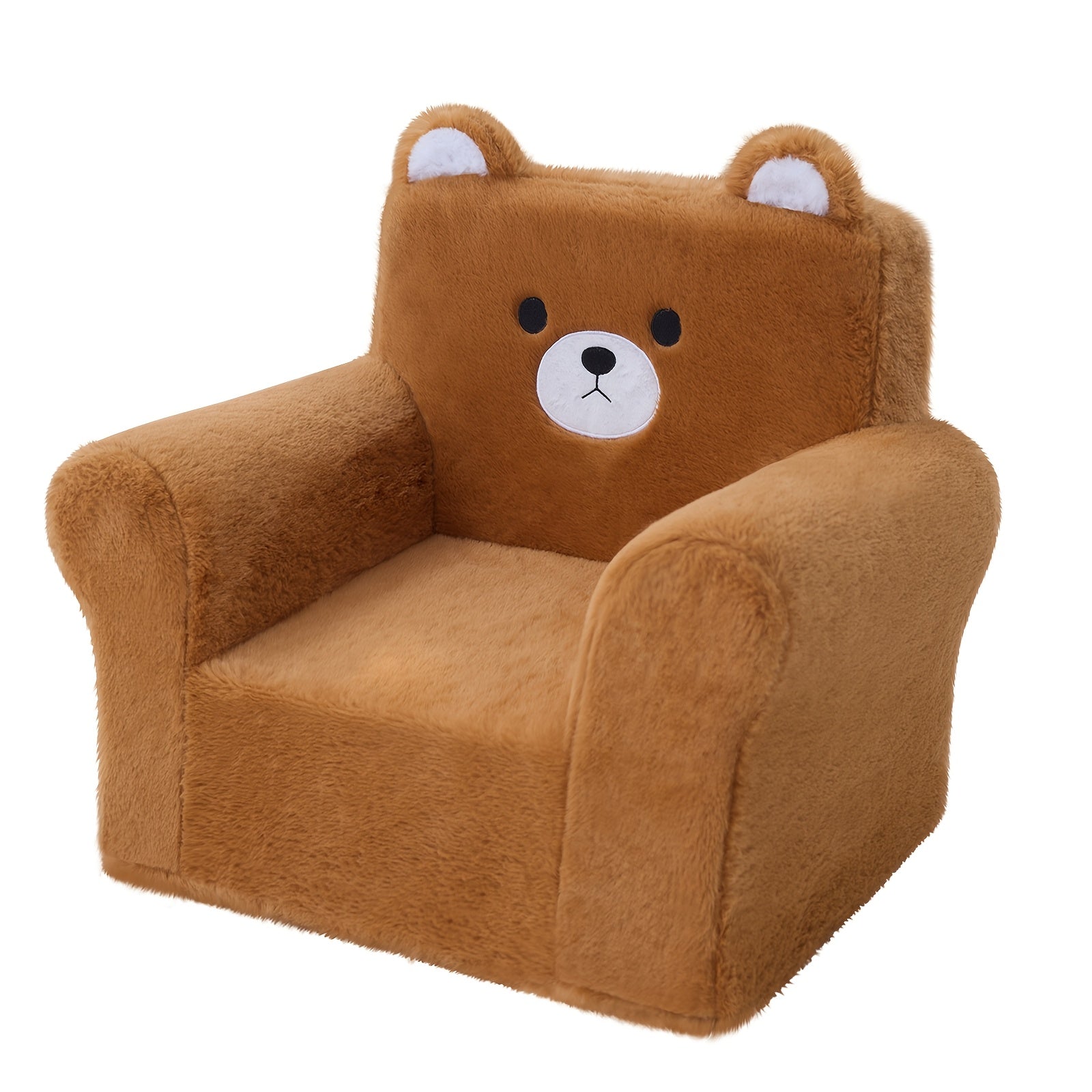 Kids Teddy Bear Recliner Sofa and Armchair with Memory Foam Padding, Soft Brown Plush