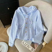 Striped Hooded Beach Shirt for Women – Summer Vibes