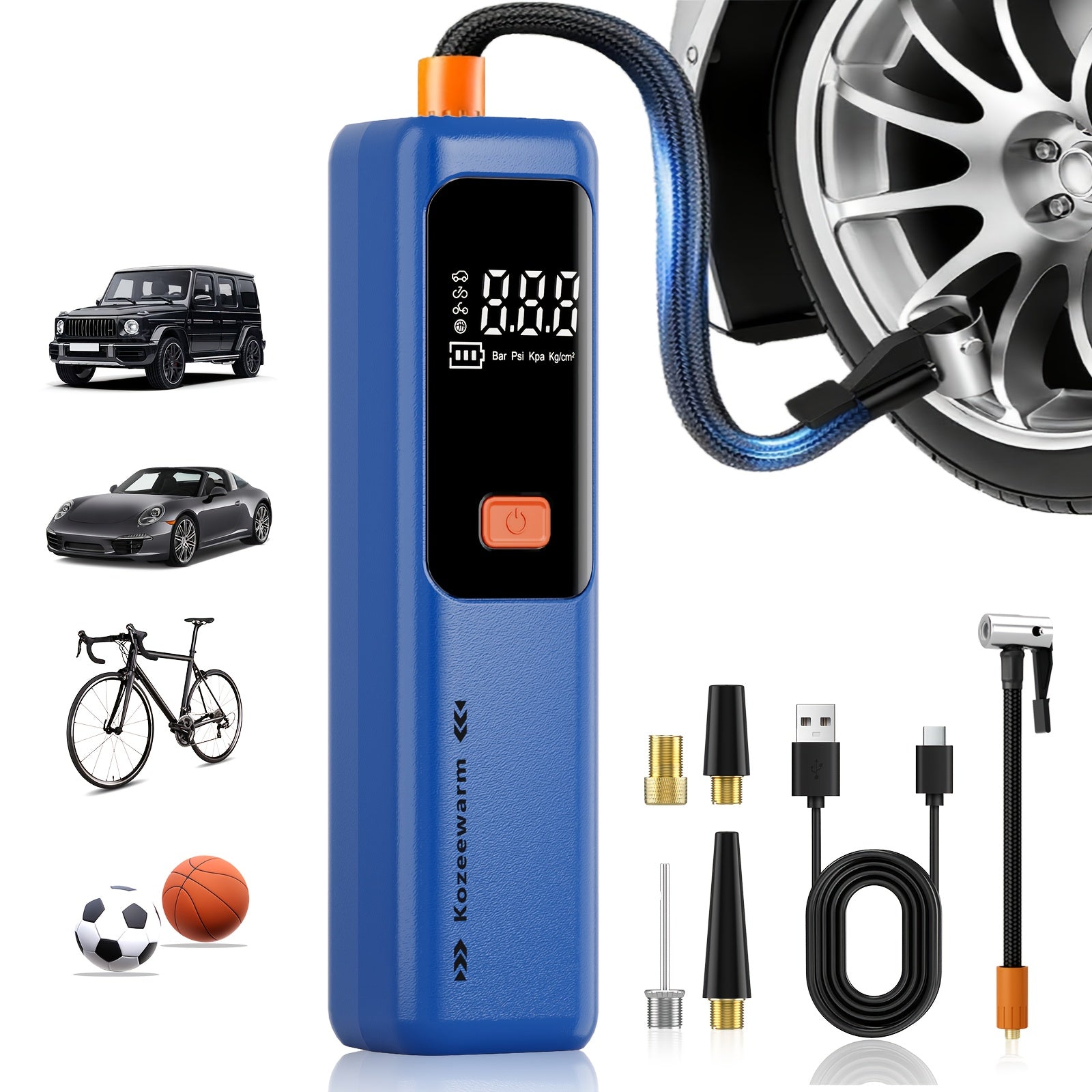 Air Pump For Car Tires, Tire Inflator Portable Air Compressor, Tire Air Pump For Car, Suitable For Bicycle Tires, Motorcycle Tires, And Various Types Of Balls, Portable Air Compressor For Tire...