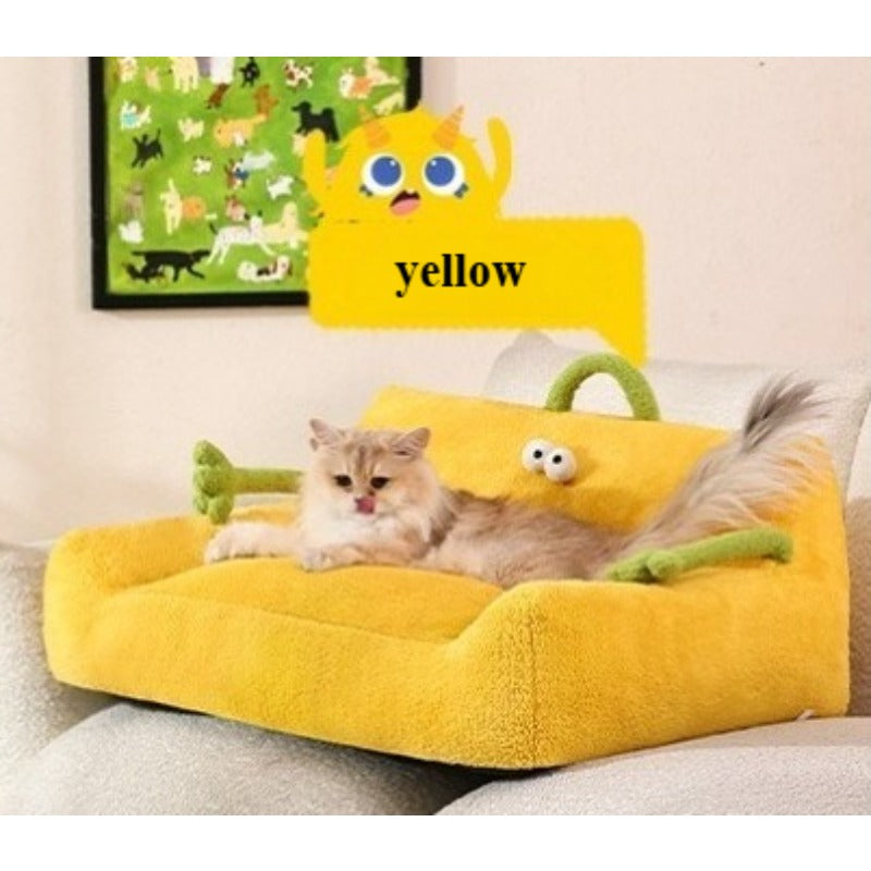 Thickened & Raised Pet Dog Bed - All-season Warm & Comfortable Green Polyester Sofa For Small To Medium Dogs, No Assembly Required, Durable & Easy-clean Design For Indoor/outdoor Use, Dog Bed For