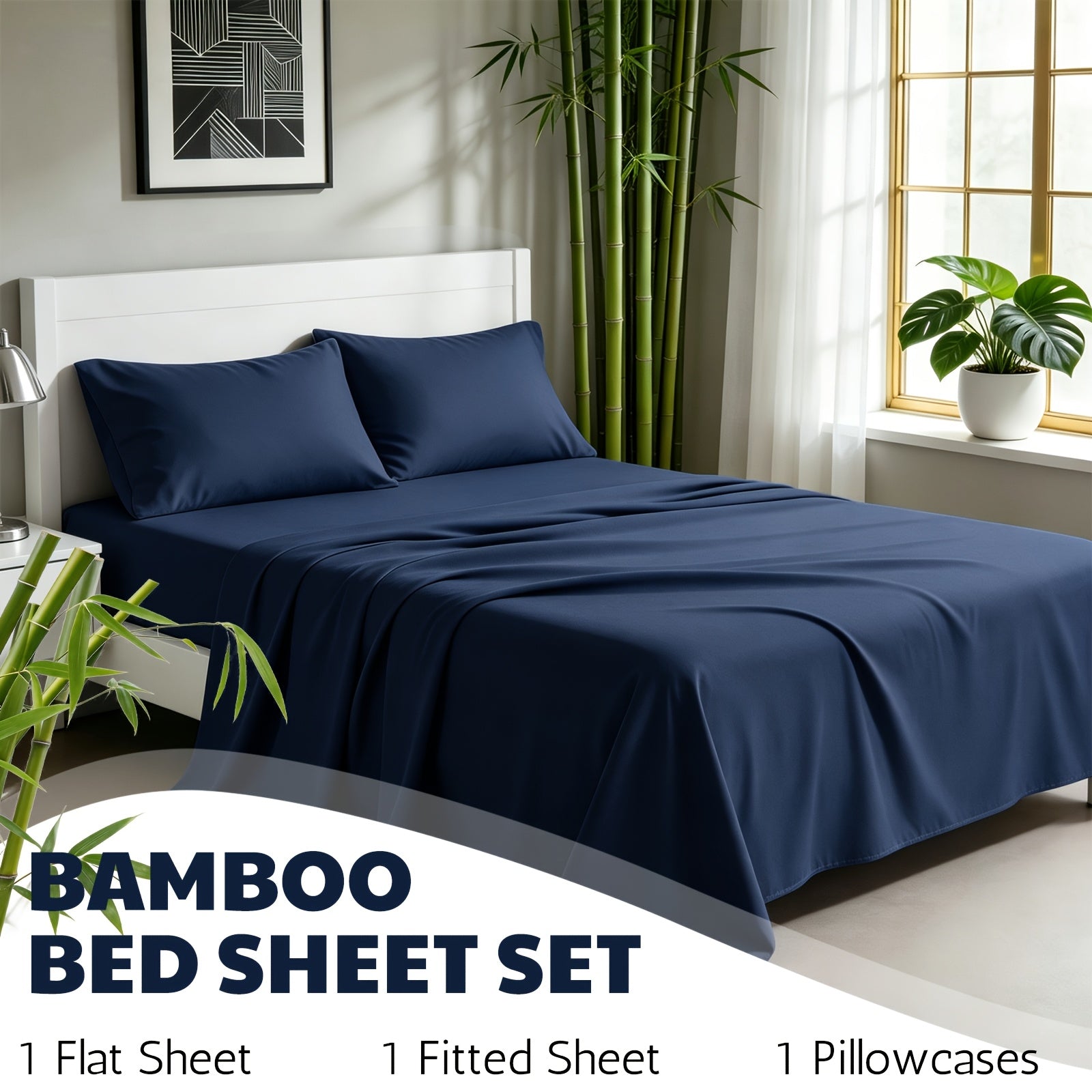 Cooling Bamboo Fiber Sheet Set – 16‑Inch Extra‑Deep Pocket, Twin to King Sizes