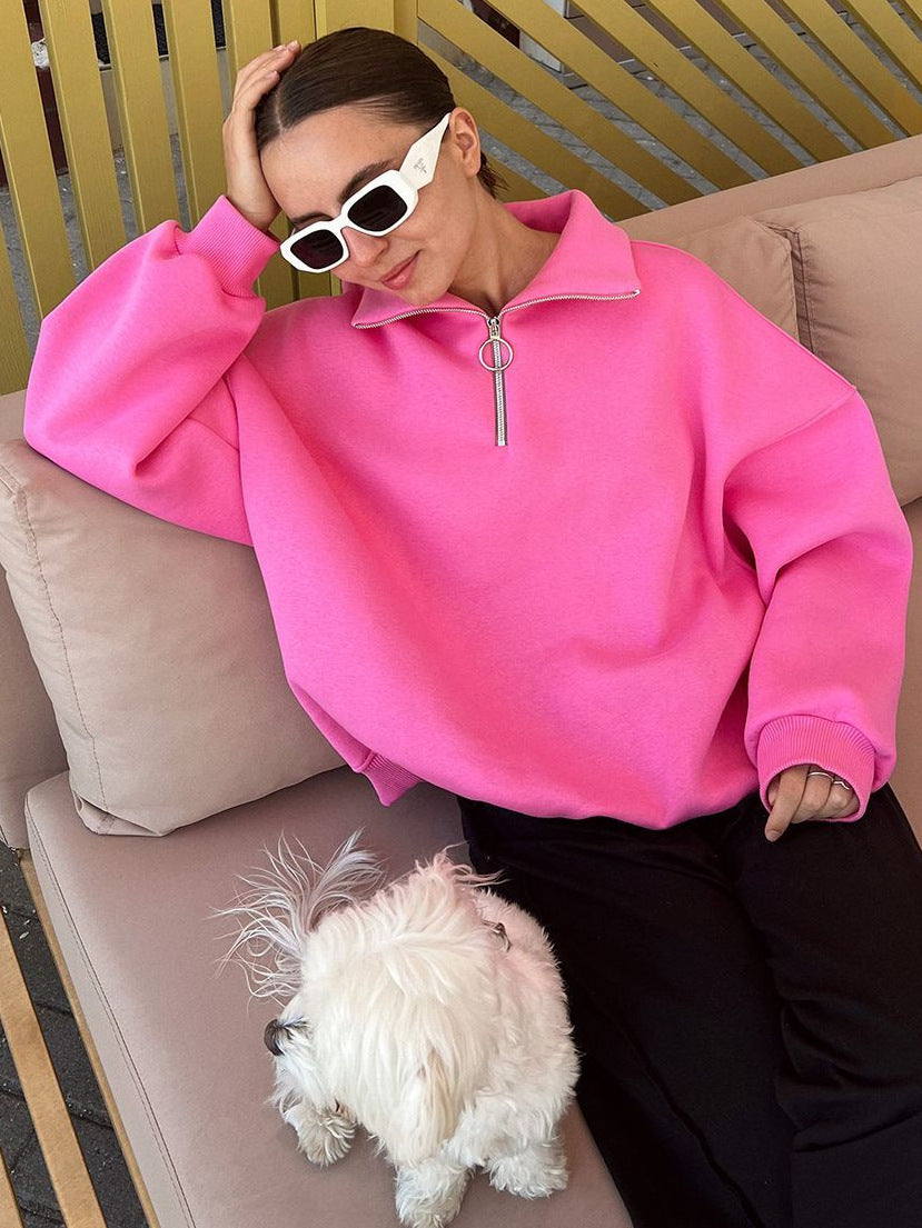 Women's Casual Zip-Up Hoodie & Loose Sweatshirt