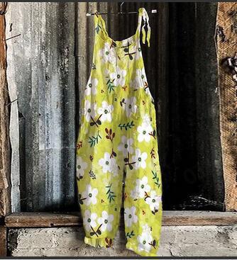 Vintage Print Sleeveless Wide Leg Jumpsuit